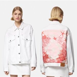 Versace Barocco Sea Oversize Denim Jacket White 42 IT La Vacanza 2024 Medusa NWT